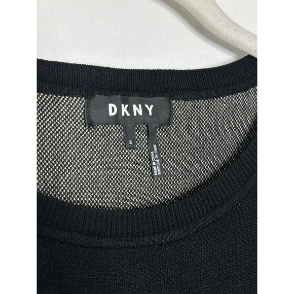 DKNY Women's Black Chevron Fit & Flare A Line Long Sleeve Sweater Dress Sz Small - Picture 3 of 5